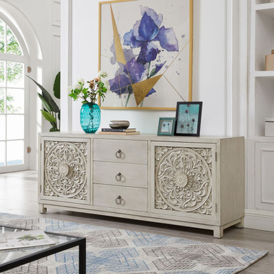 Sundance - Antique Linen - 2 Door 3 Drawer Accent Cabinet (2057W-AC7229) by Liberty Furniture