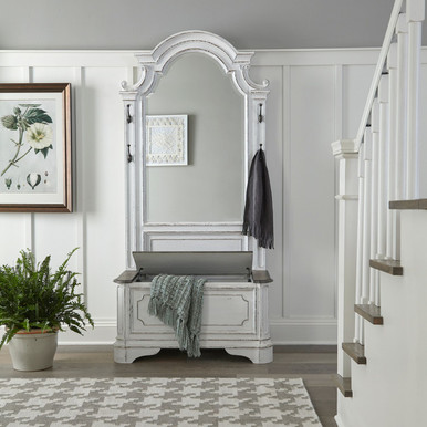 Magnolia Manor - Antique White & Weathered Bark - 2 Piece Hall Tree Set (244-OT-2PCS) by Liberty Furniture