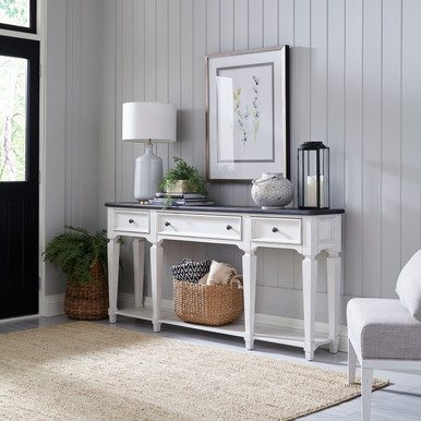 Allyson Park - Wirebrushed White w/ Charcoal Tops - 72 Inch Hall Table (417-AT72) by Liberty Furniture