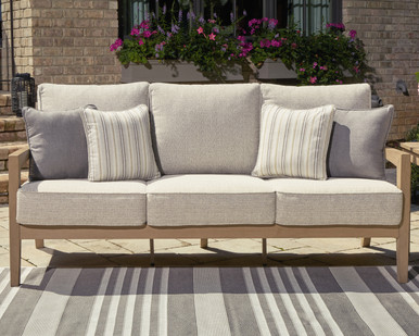 Hallow Creek - Driftwood - Outdoor Sofa with Cushion (P560-838) by Ashley