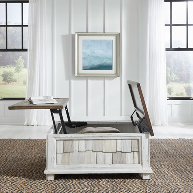 River Place - Riverstone White & Tobacco - Lift Top Storage Cocktail Table (237-OT1011) by Liberty Furniture