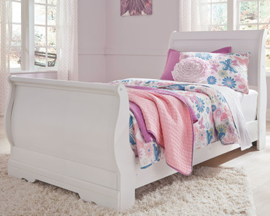 Anarasia - White - Twin Sleigh Bed (B129B1) by Ashley