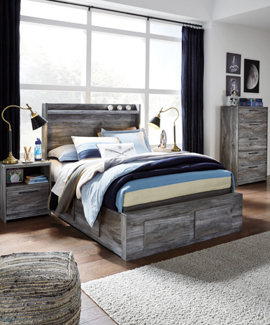 Baystorm - Gray - Full Panel Bed with 4 Storage Drawers (B221B25) by Ashley