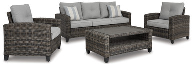 Cloverbrooke - Gray - 4-Piece Outdoor Conversation Set (P334-081) by Ashley