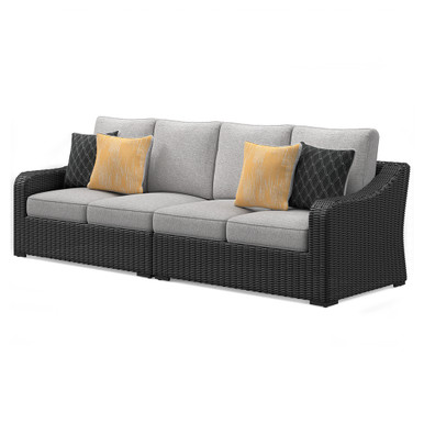 Beachcroft - Black/Light Gray - 2-Piece Outdoor Loveseat with Cushion (P792-854) by Ashley