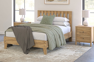 Bermacy - Light Brown - Full Platform Panel Bed (EB1760B1) by Ashley