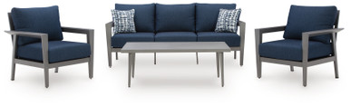 Gali - Gray/Blue - Outdoor Sofa/Chairs/Table Set (Set of 4) (P275-081) by Ashley
