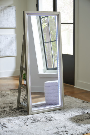 Evesen - Champagne - Floor Standing Mirror/Storage (A8010380) by Ashley