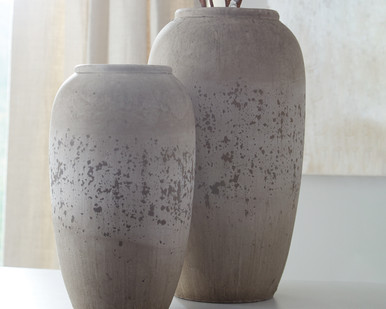 Dimitra - Brown/Cream - Vase (Set of 2) (A2000110) by Ashley