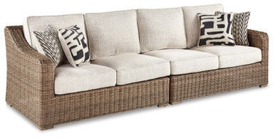 Beachcroft - Beige - 2-Piece Outdoor Loveseat with Cushion (P791-854) by Ashley