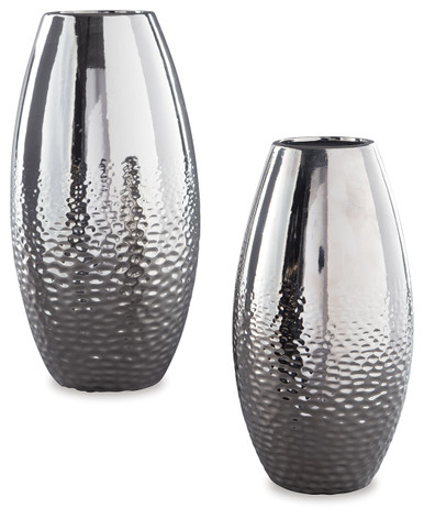 Dinesh - Silver Finish - Vase (Set of 2) (A2000355) by Ashley