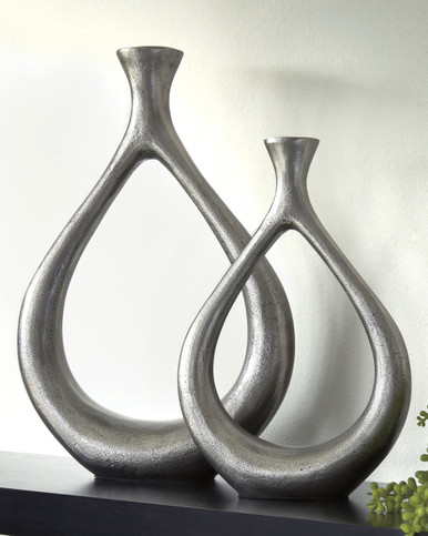 Dimaia - Antique Silver Finish - Vase (Set of 2) (A2000348) by Ashley