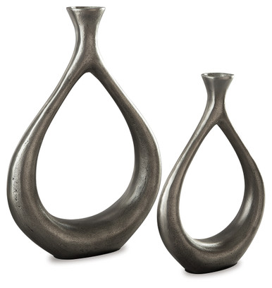 Dimaia - Antique Silver Finish - Vase (Set of 2) (A2000348V) by Ashley
