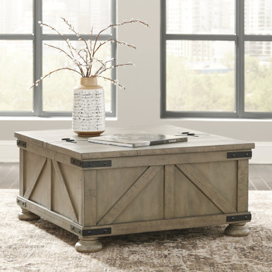 Aldwin - Gray - Coffee Table With Storage (T457-20) by Ashley