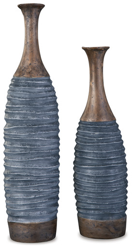 Blayze - Antique Gray/Brown - Vase (Set of 2) (A2000388) by Ashley