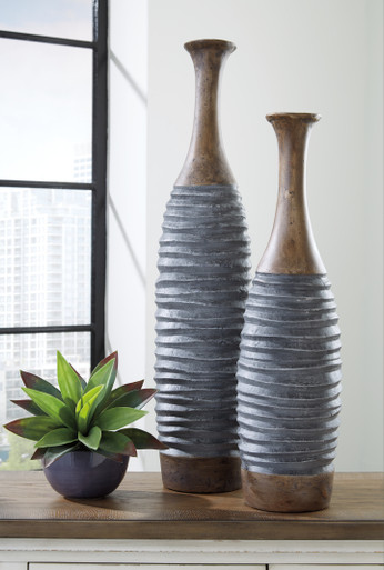 Blayze - Antique Gray/Brown - Vase (Set of 2) (A2000388) by Ashley