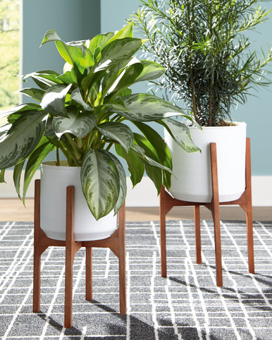 Dorcey - White/Brown - Planter (Set of 2) (A2000427) by Ashley