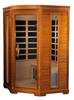 Heming 2 person corner sauna comes with LED controls, MP3 capability and reading light