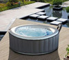 Silver Cloud inflatable hot tub. side view.