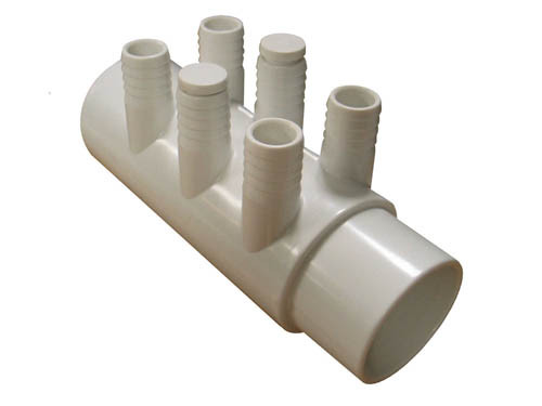 6-Port 2 Inch Slip Spg X (6) 3/4 Inch Barb PVC Water Manifold WM2XSP-6P