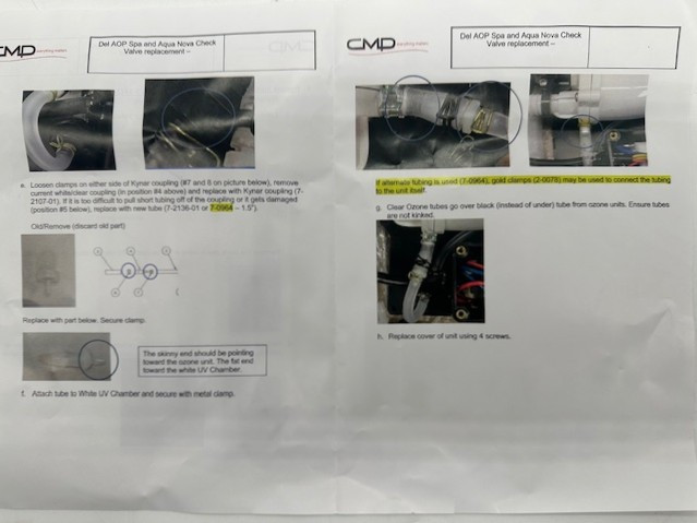 Aquanova Check Valve Kit Del Ozone Part 9-1473-01