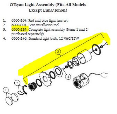 Sundance Spa Oryan Light Assembly 6560-239