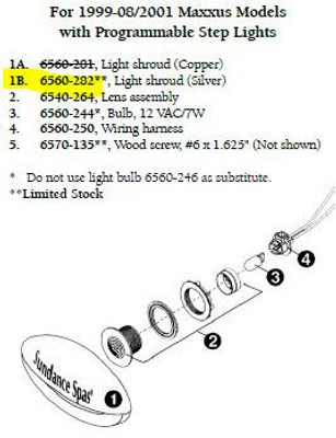 Sundance Spa Perimeter Step Light Shroud Silver