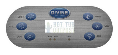 Divine Hot Tub, Clearwater Spa 12312 Control Panel Overlay 6 Buttons 620