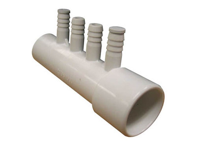 Waterway 1 Inch Slip X 1 Inch Spigot X (4) 3/8 Inch PVC Manifold 672-0400