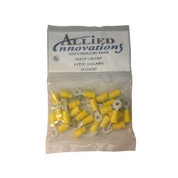 Wire Terminal Ring 12-10 8 Stud Yellow 25 Per Bag