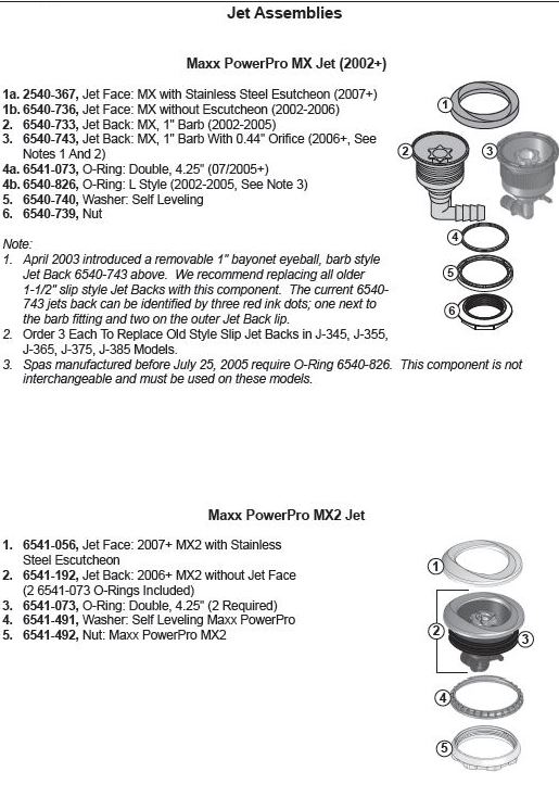 jet assemblies Jacuzzi