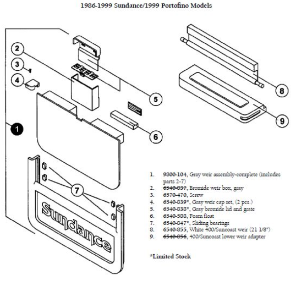 sundance spa weir parts