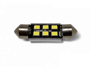 White 36mm 6 LED canbus festoon