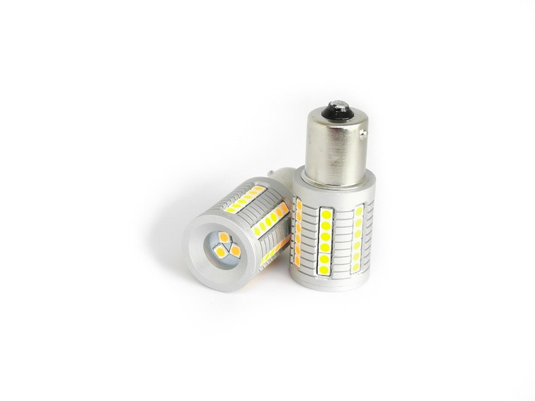 2 x HIGH RESISTANCE BAU15S PY21W Amber LED indicator
