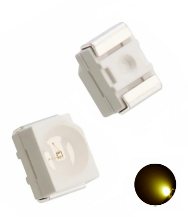 50 LED SMD PLCC-2 3528 Giallo: 500mcd, 590nm, Per Modellismo E Riparazioni Elettroniche - 3