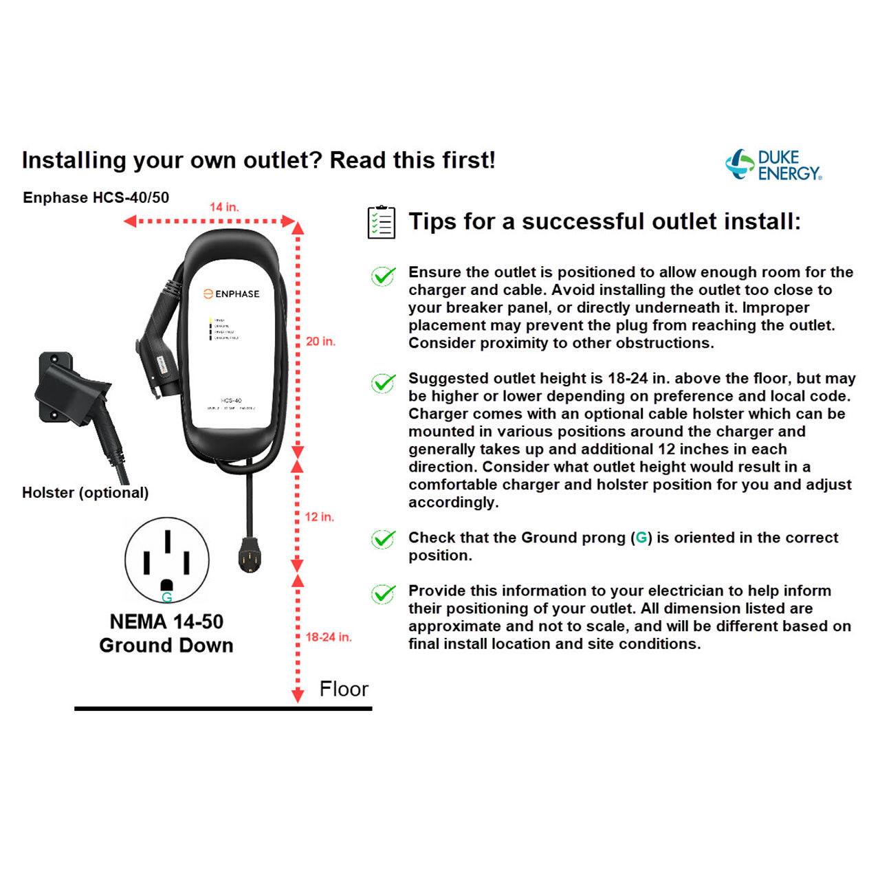 HCS-50  EV Charger  NEMA 14-50 Ground Down