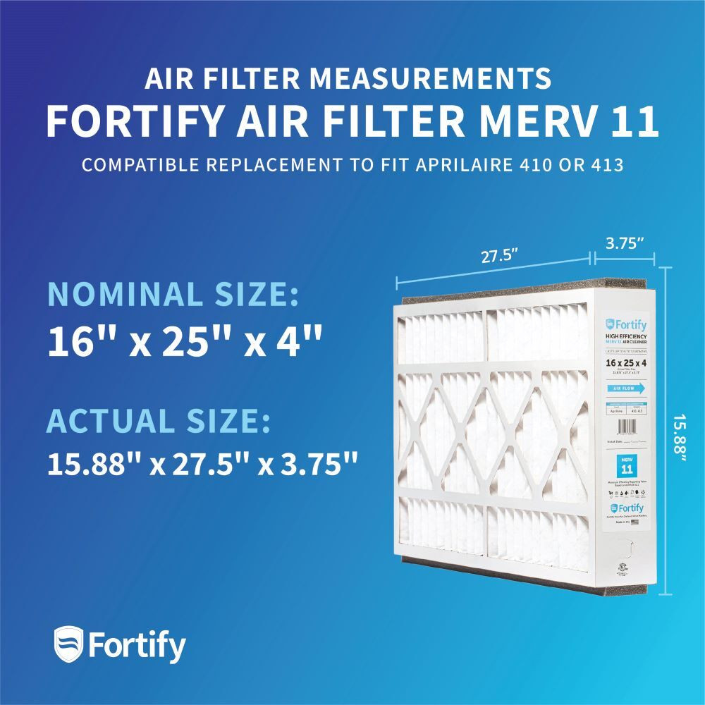 Fortify 16x25x4 MERV 11 Air Filter for AprilAire 410 & 413 Media