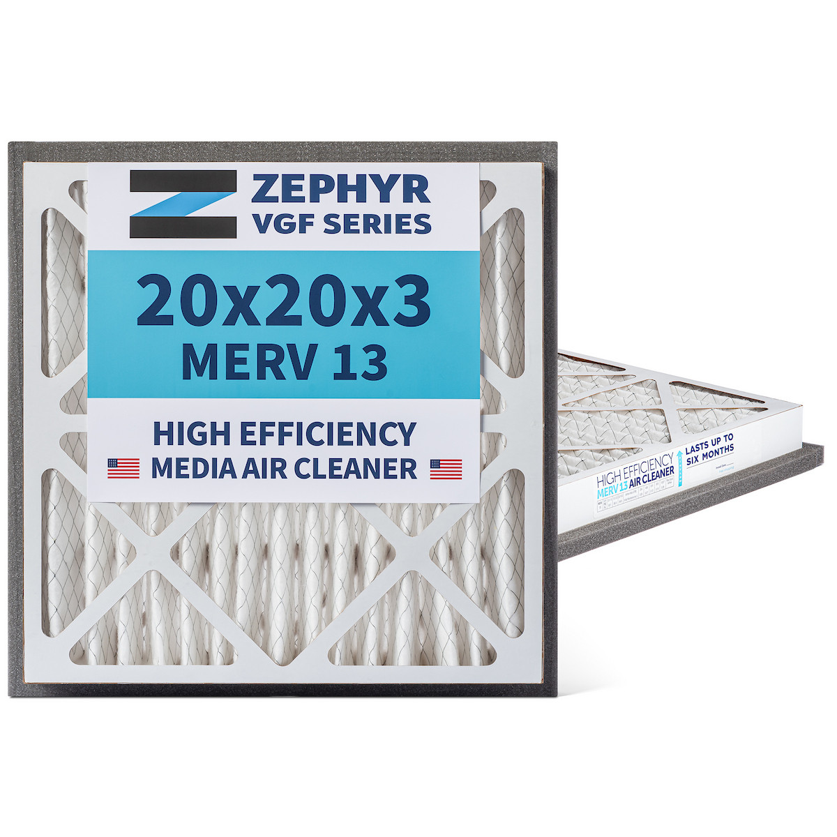 Zephyr 20x20x3 Merv 13 VGF Series 3 inch Deep 6-month HVAC Filters