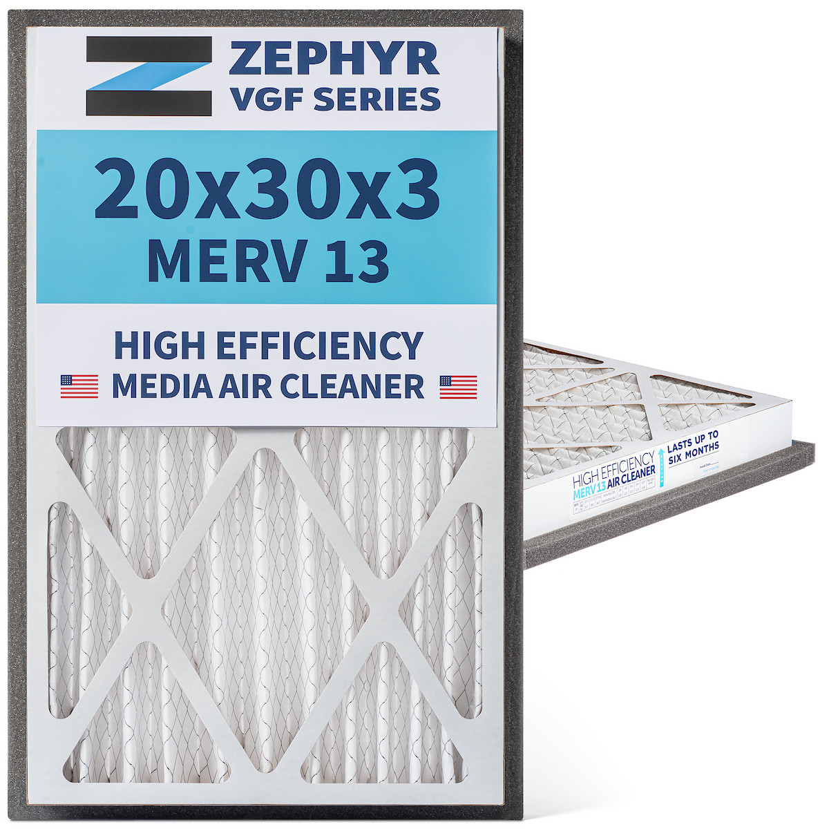 Zephyr 20x30x3 Merv 13 VGF Series 3 inch Deep 6-month HVAC Filters