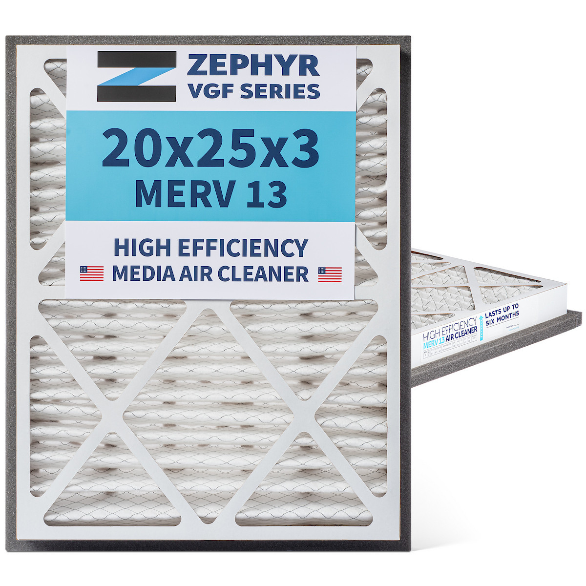 Zephyr 20x25x3 Merv 13 VGF Series 3 inch Deep 6-month HVAC Filters