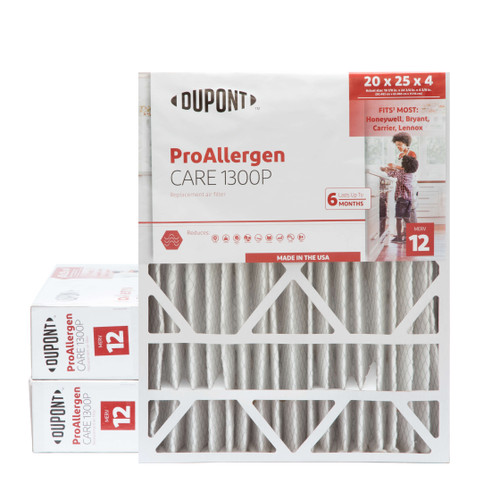 DuPont 20x25x4 MERV 12 Pro Allergen Air Filters.