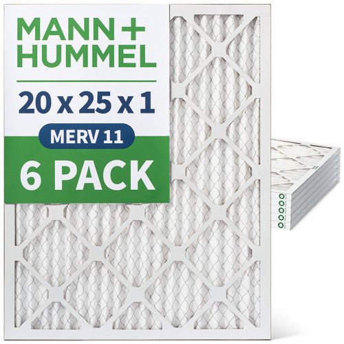 20x25x1 MERV 11 Pleated AC Furnace Air Filters by Mann+Hummel.    6 Pack