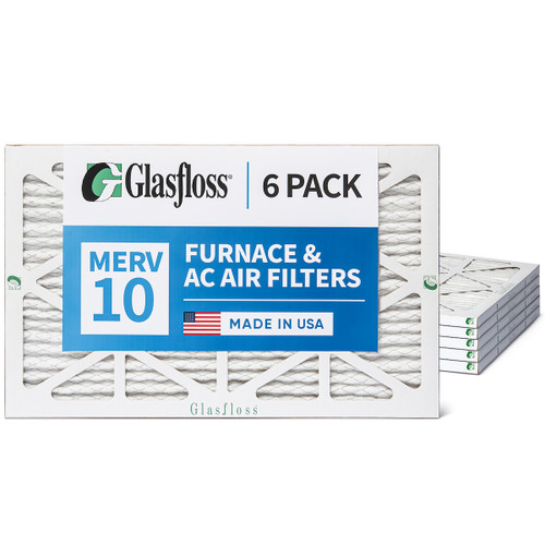 Glasfloss 16x30x1 MERV 10 (FPR 5-6) Pleated Air Filters. Box of 6. Actual Size: 15-5/8 x 29-5/8 x 7/8