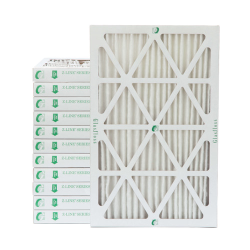Glasfloss 12x24x2 MERV 10 (FPR 5-6) 2" Inch Pleated Air Filters. Case of 12. Actual Size: 11-3/8 x 23-3/8 x 1-3/4