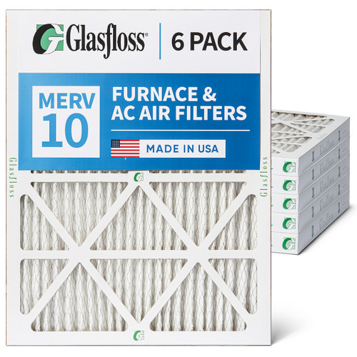 Glasfloss 14x20x2 MERV 10 (FPR 5-6) 2" Inch Pleated Air Filters. Box of 6. Actual Size: 13-1/2 x 19-1/2 x 1-3/4