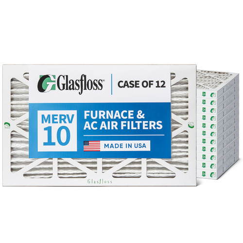 Glasfloss 14x25x2 MERV 10 (FPR 5-6) 2" Inch Pleated Air Filters. Case of 12. Actual Size: 13-1/2 x 24-1/2 x 1-3/4