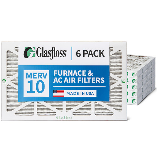 Glasfloss 14x25x2 MERV 10 (FPR 5-6) 2" Inch Pleated Air Filters Box of 6. Actual Size: 13-1/2 x 24-1/2 x 1-3/4