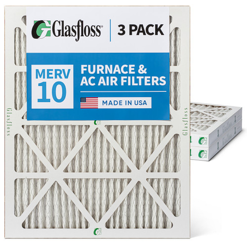 Glasfloss 15x20x2 MERV 10 ( FPR 6-7 ) AC and Furnace Pleated 2" Inch Air Filters.   Quantity 3