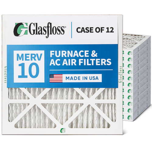 18x20x2 MERV 10 ( FPR 6-7 ) AC and Furnace Pleated 2" Inch Air Filters.   Case of 12