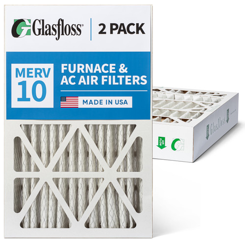 Glasfloss 12x24x4 MERV 10 ( FPR 6-7 ) AC and Furnace Pleated 4" Inch Air Filters.   Quantity 2.   Exact Size: 11-3/8 x 23-3/8 x 3-3/4"